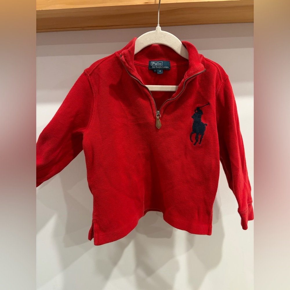 Ralph Lauren Kids Red Quarter-Zip Sweater